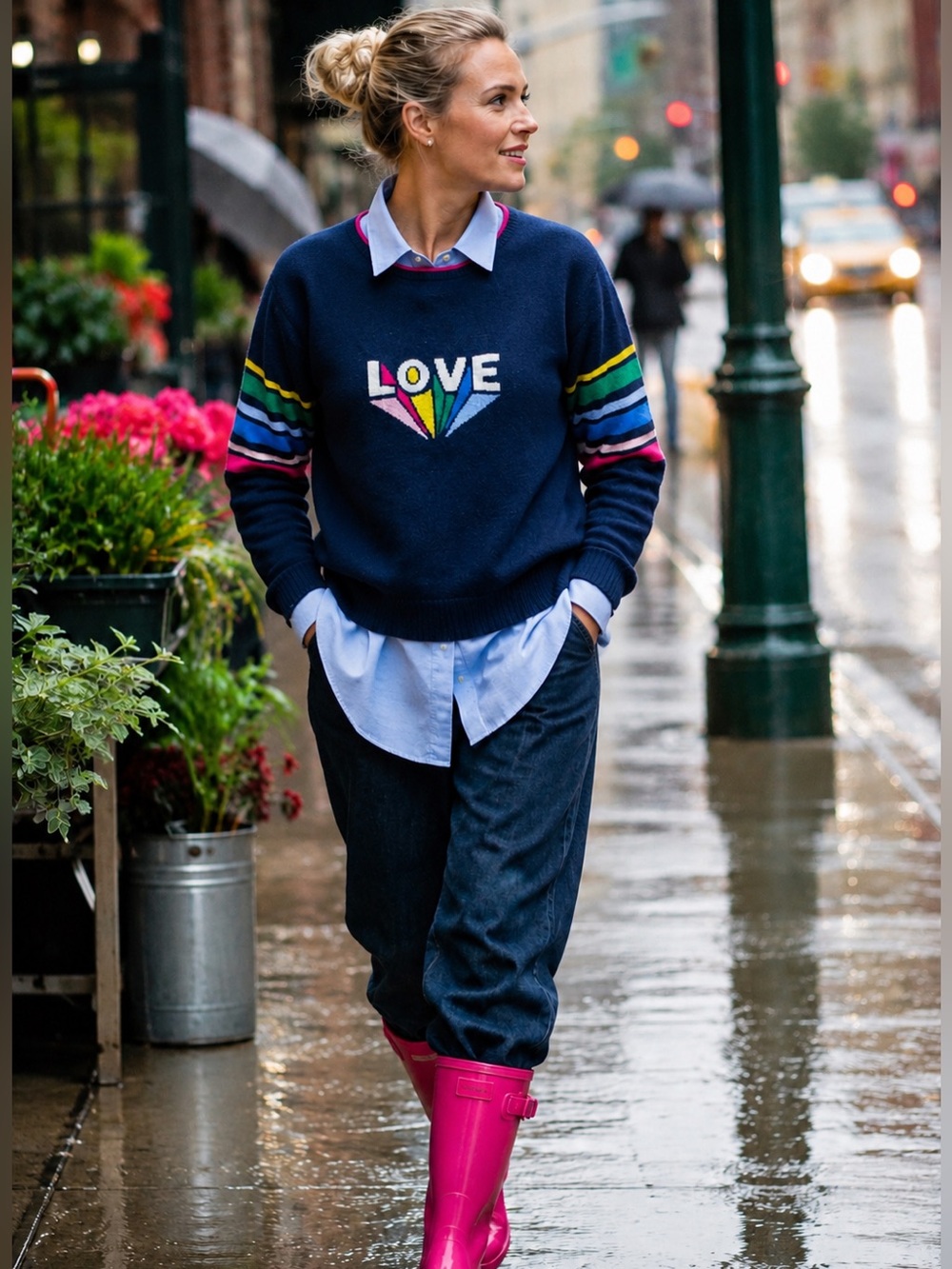 Kier + J Cashmere LOVE Graphic Sweater
Rainbow Sleeve Small